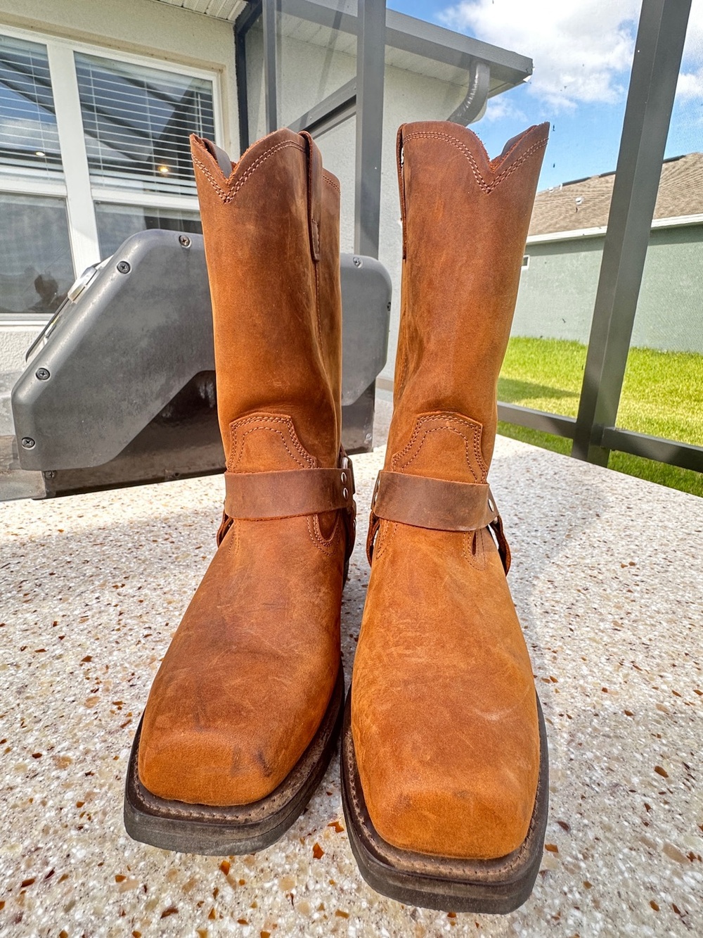 Cody James Men's Harness Ring Boot Leather Square Toe Sz 13